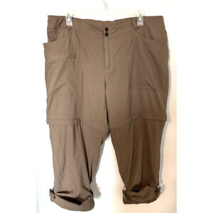 Magellan Outdoors Women's Convertable Zip-Off Cargo Pants Taupe Brown XL